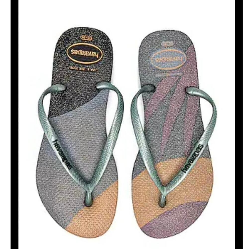 HAVAIANAS Slim Palette Glow Flip Flop in Ashley Blue